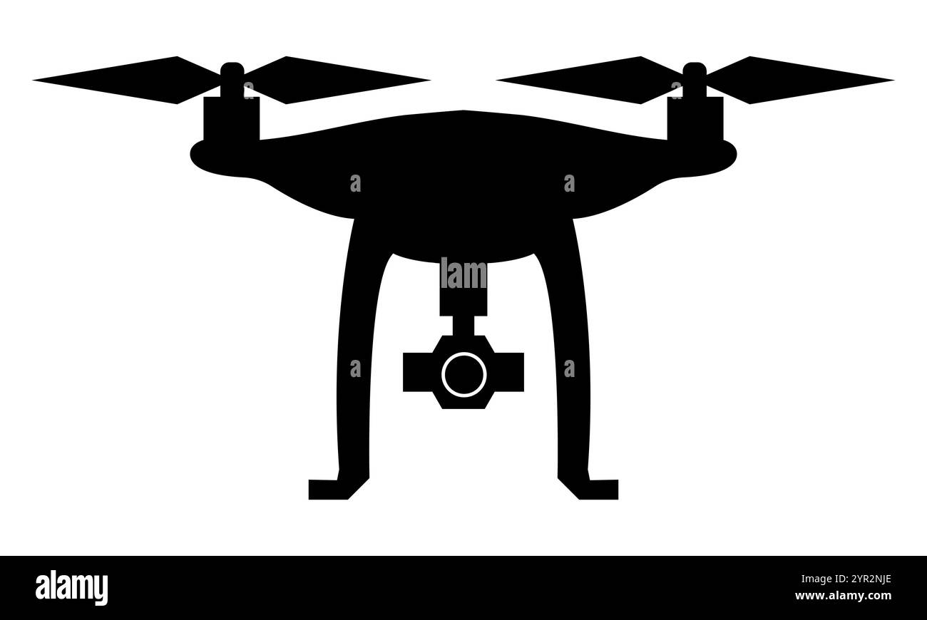 Logo del drone nero. Illustrazione vettoriale, EPS10 Illustrazione Vettoriale