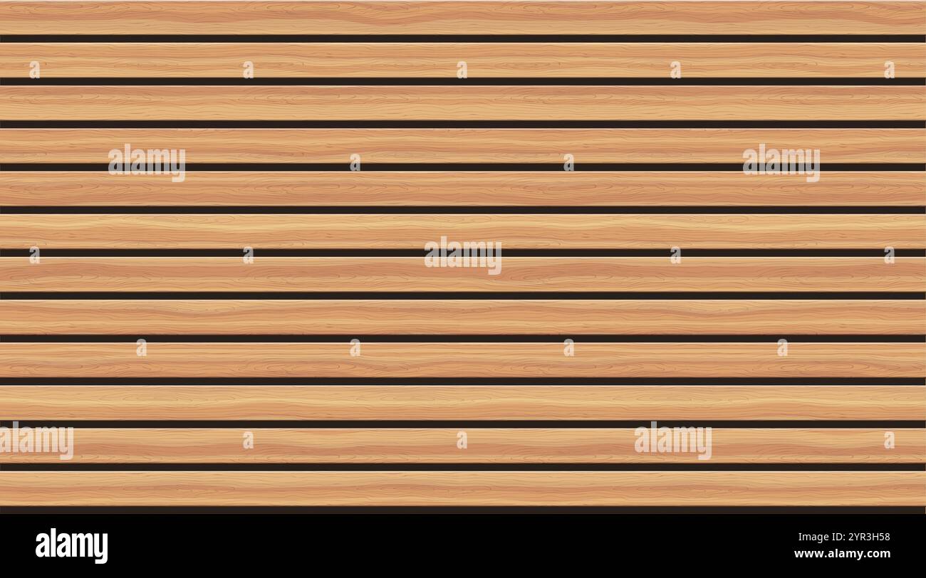 Una superficie in legno splendidamente dettagliata che presenta linee orizzontali distinte e una texture ricca e naturale Illustrazione Vettoriale