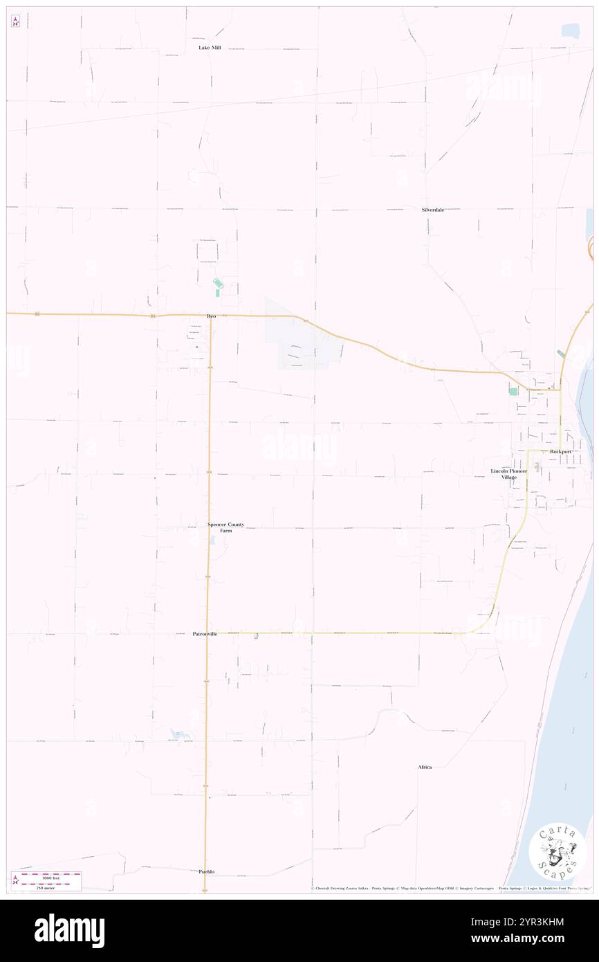 Township of Ohio, contea di Spencer, Stati Uniti, Stati Uniti, Indiana, N 37 52' 59'', S 87 5' 39'', MAP, Cartascapes Map pubblicata nel 2024. Esplora Cartascapes, una mappa che rivela i diversi paesaggi, culture ed ecosistemi della Terra. Viaggia attraverso il tempo e lo spazio, scoprendo l'interconnessione del passato, del presente e del futuro del nostro pianeta. Foto Stock