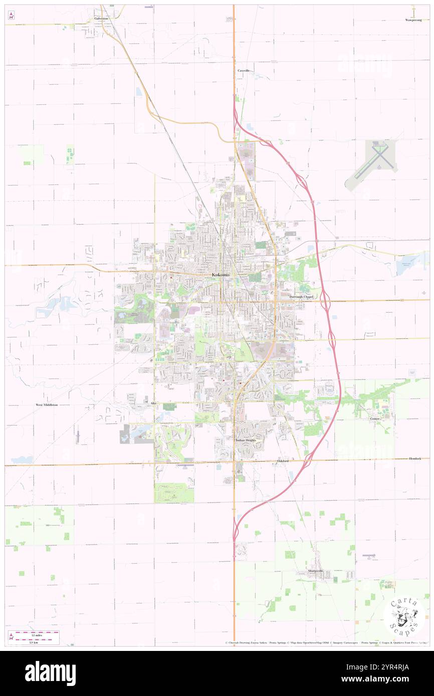 Città di Kokomo, contea di Howard, Stati Uniti, Stati Uniti, Indiana, N 40 28' 5'', S 86 8' 6'', MAP, Cartascapes Map pubblicata nel 2024. Esplora Cartascapes, una mappa che rivela i diversi paesaggi, culture ed ecosistemi della Terra. Viaggia attraverso il tempo e lo spazio, scoprendo l'interconnessione del passato, del presente e del futuro del nostro pianeta. Foto Stock