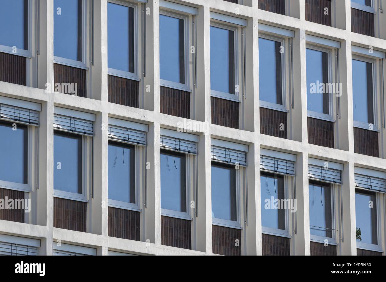 Facciata di una grande casa moderna, parete con finestre Foto Stock