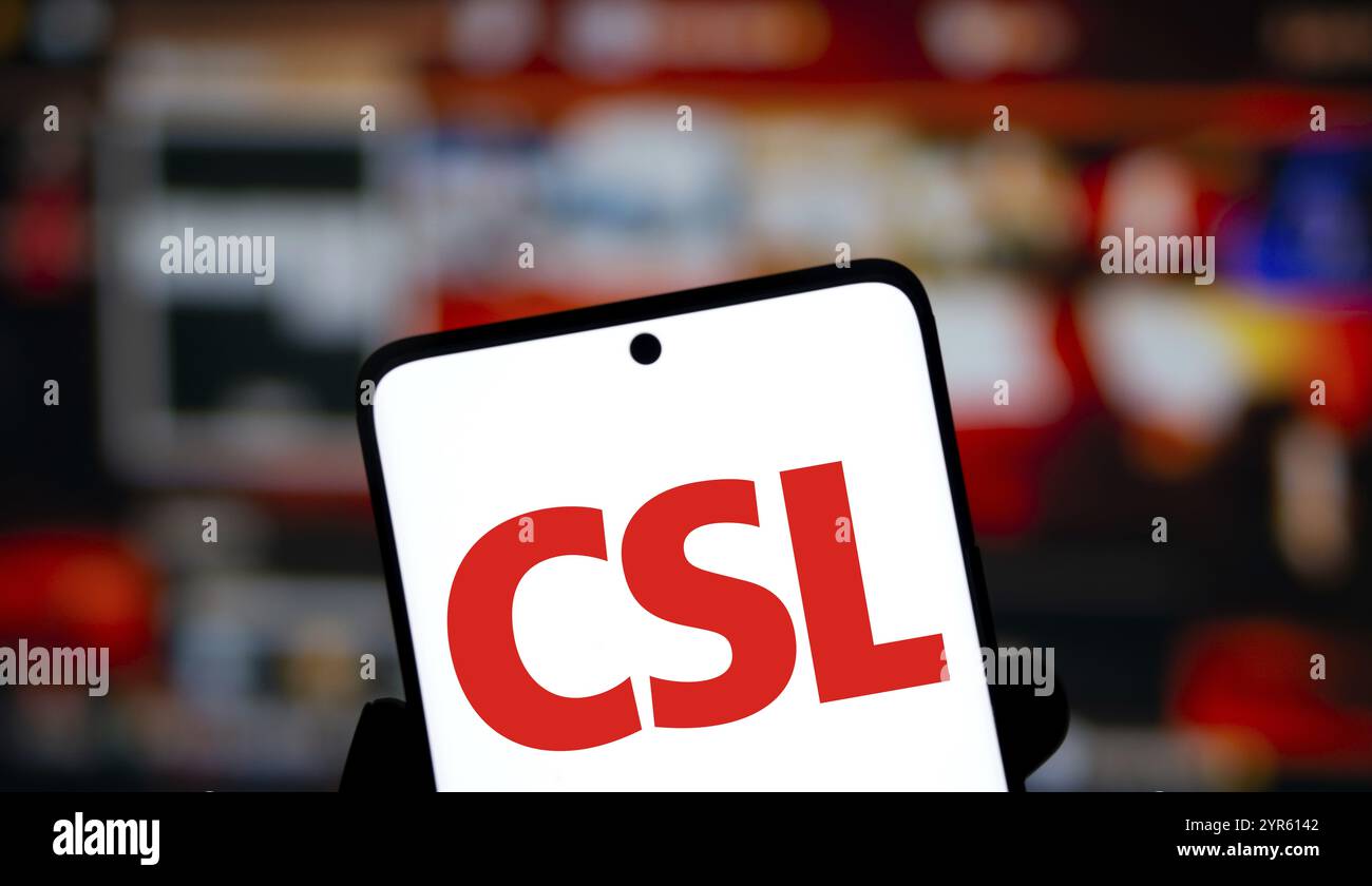 Il logo CSL viene visualizzato sullo smartphone. CSL Limited è una società di biotecnologie australiana. Foto Stock