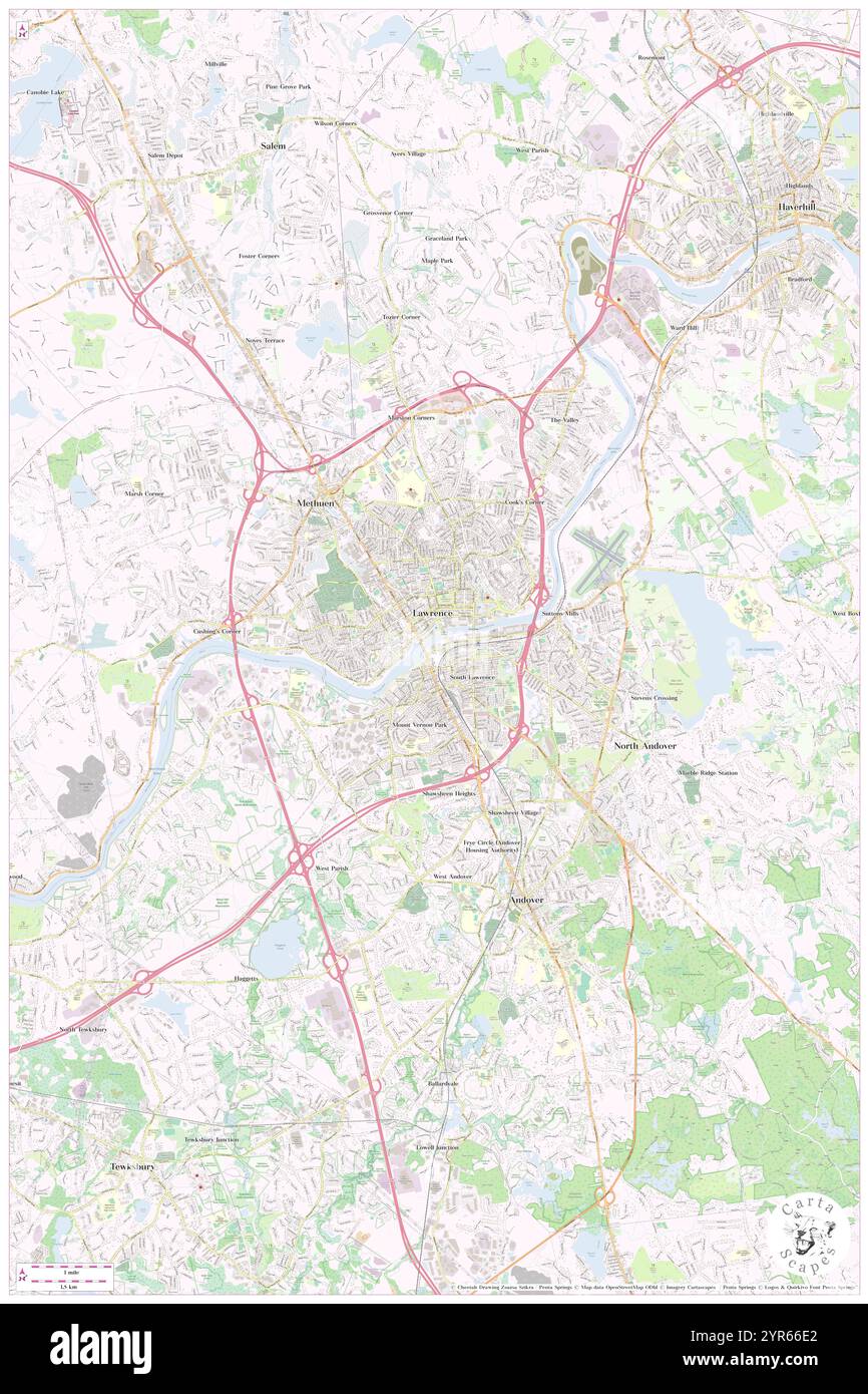 Città di Lawrence, contea di Essex, Stati Uniti, Massachusetts, N 42 42' 1'', S 71 9' 45'', MAP, Cartascapes Map pubblicata nel 2024. Esplora Cartascapes, una mappa che rivela i diversi paesaggi, culture ed ecosistemi della Terra. Viaggia attraverso il tempo e lo spazio, scoprendo l'interconnessione del passato, del presente e del futuro del nostro pianeta. Foto Stock