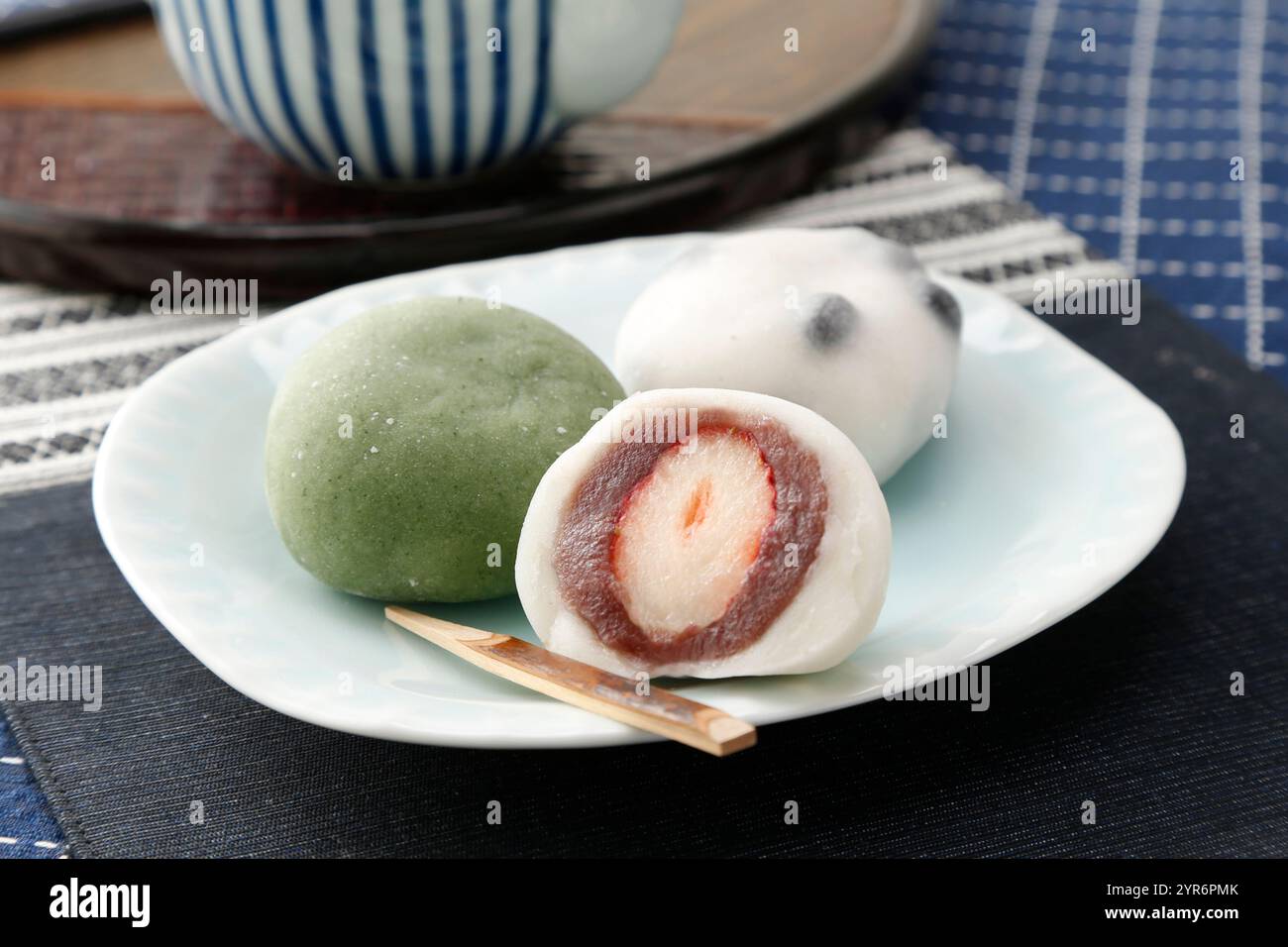 3 tipi di Daifukumochi Foto Stock