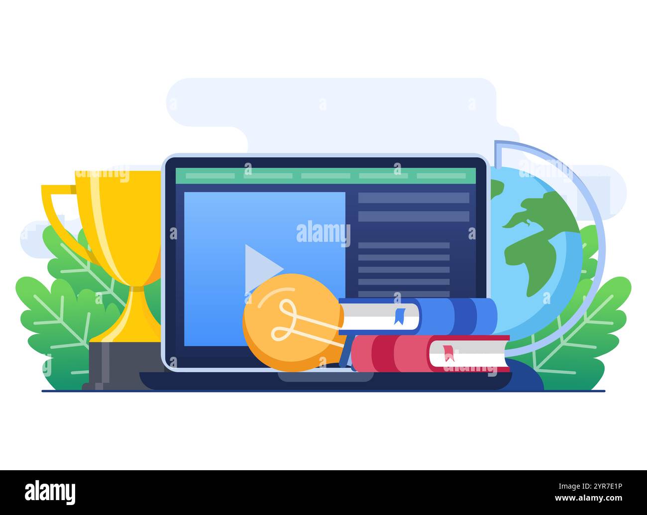 Modello vettoriale di illustrazione piatta del concetto di formazione online per landing page, banner Web, infografica, interfaccia utente Illustrazione Vettoriale