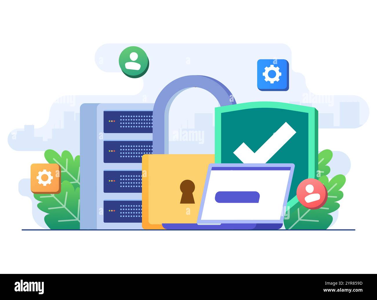 Cloud computing e servizio di database, condivisione sicura dei file, caricamento e download di file nel server cloud, backup dei dati, archiviazione cloud online, se online Illustrazione Vettoriale Cloud computing e servizio di database, condivisione sicura dei file, caricamento e download di file nel server cloud, backup dei dati, archiviazione cloud online, se online Illustrazione Vettoriale