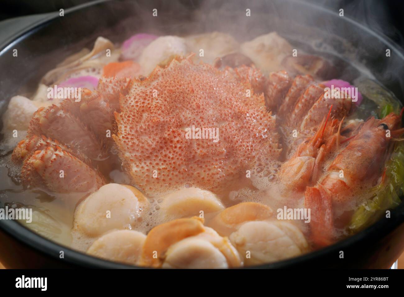 Granchio peloso in una pentola Foto Stock