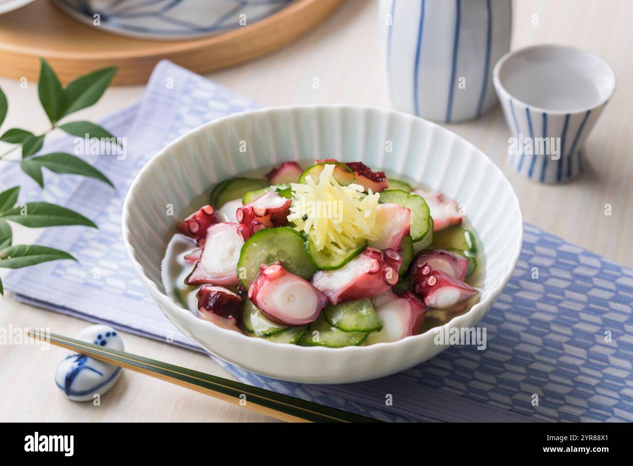 Polpo e cetriolo all'aceto Foto Stock