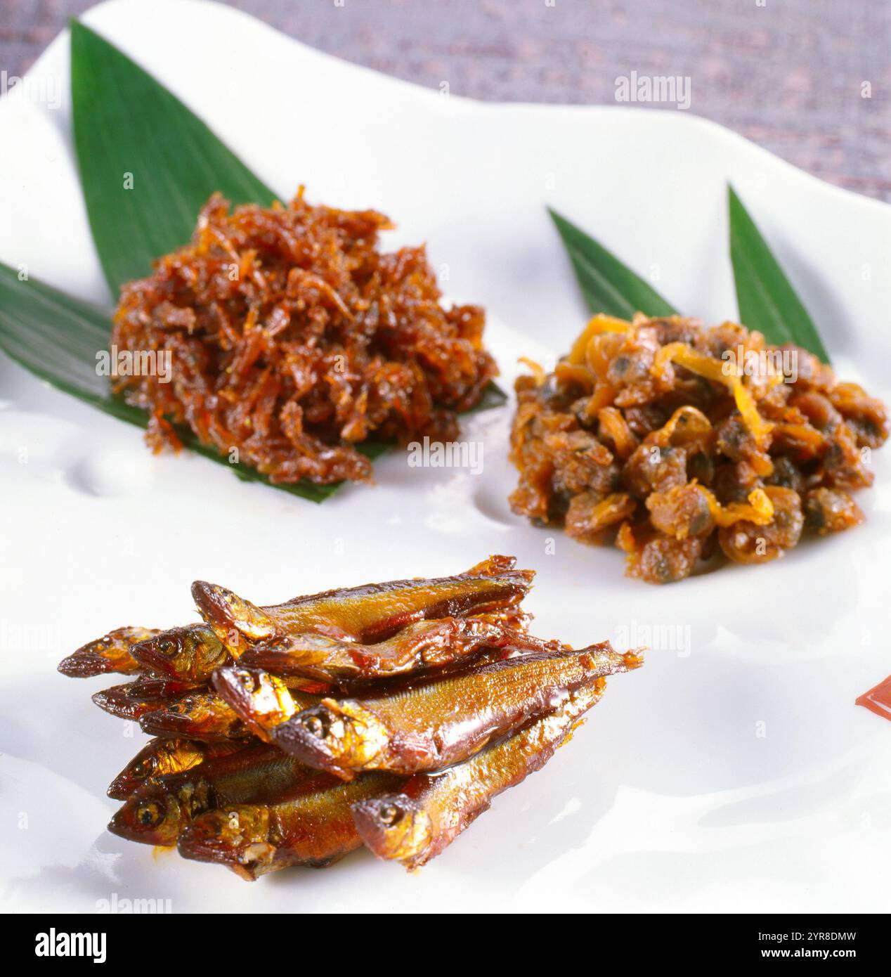 3 tipi di tsukudani Foto Stock