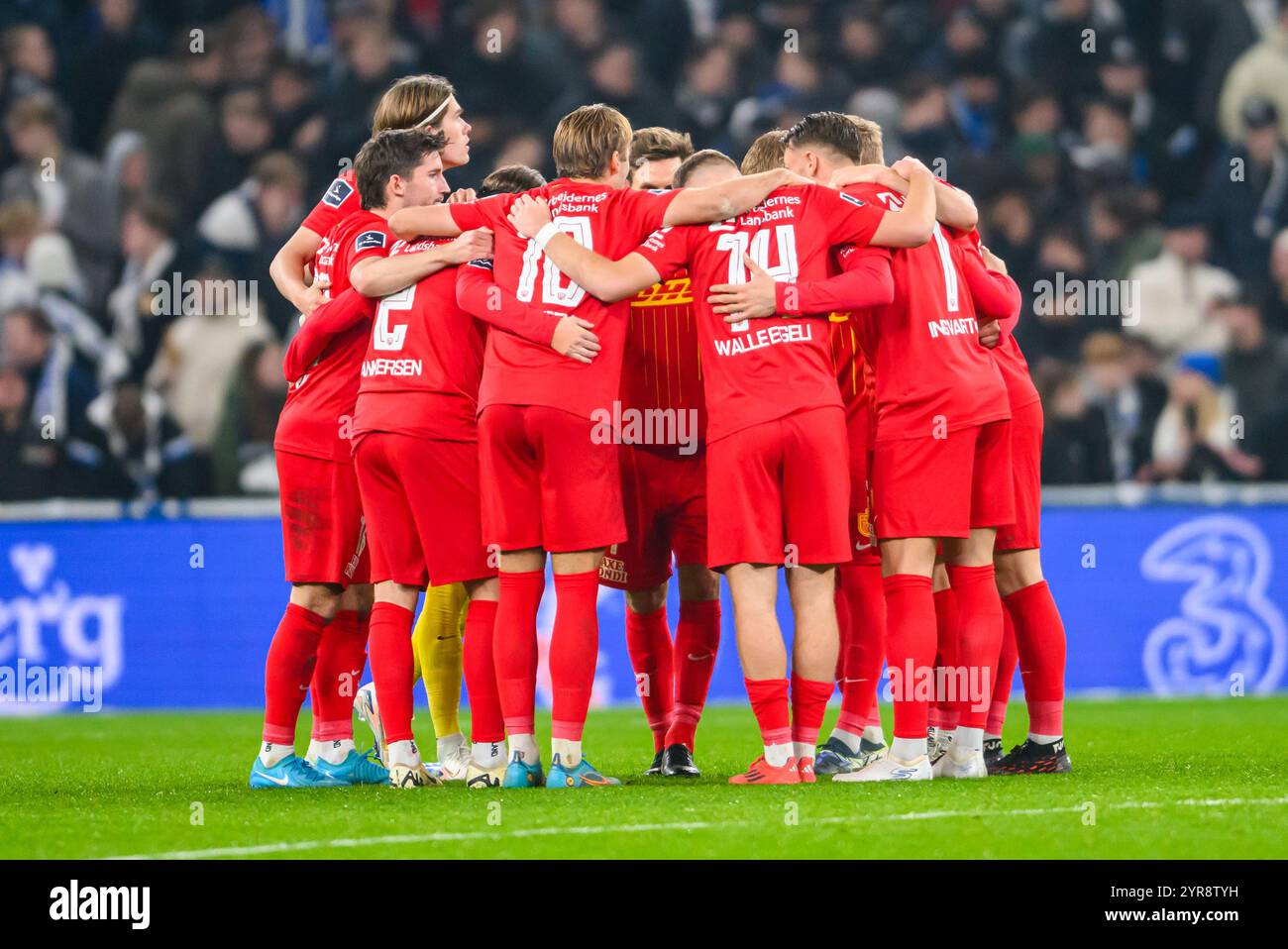 FCN huddle inden anden halvleg. Superliga: FC København mod FC Nordsjælland - 02.12.2024. København, Danmark. 2 dicembre 2024. Regno Unito: FC Copenhagen Foto Stock