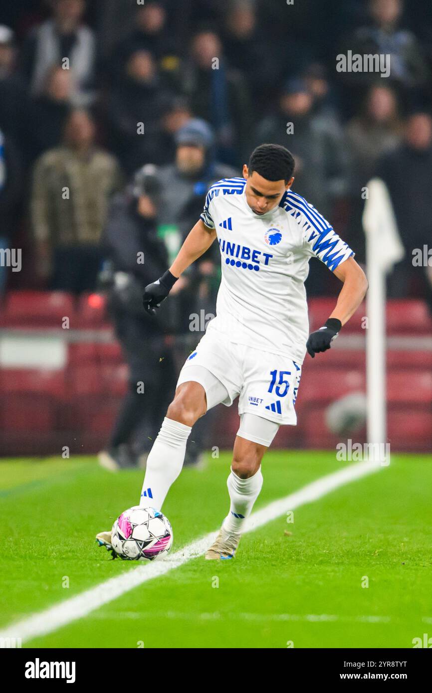 15 (FCK) - Marcos Lopez. Superliga: FC København mod FC Nordsjælland - 02.12.2024. København, Danmark. 2 dicembre 2024. Regno Unito: FC Copenhagen vs FC N Foto Stock