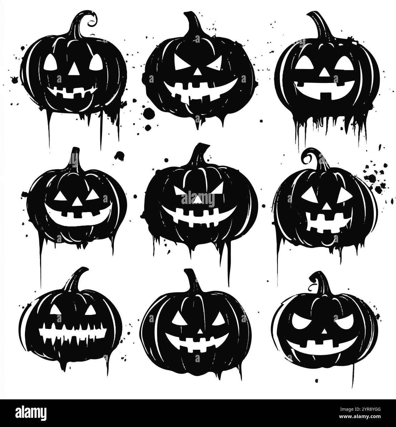 Un'immagine in bianco e nero di una zucca Illustrazione Vettoriale