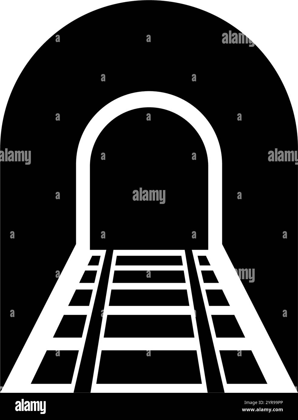 Icona vettoriale minimalista di un tunnel ferroviario. Perfetto per i temi dei trasporti e delle infrastrutture. Illustrazione Vettoriale