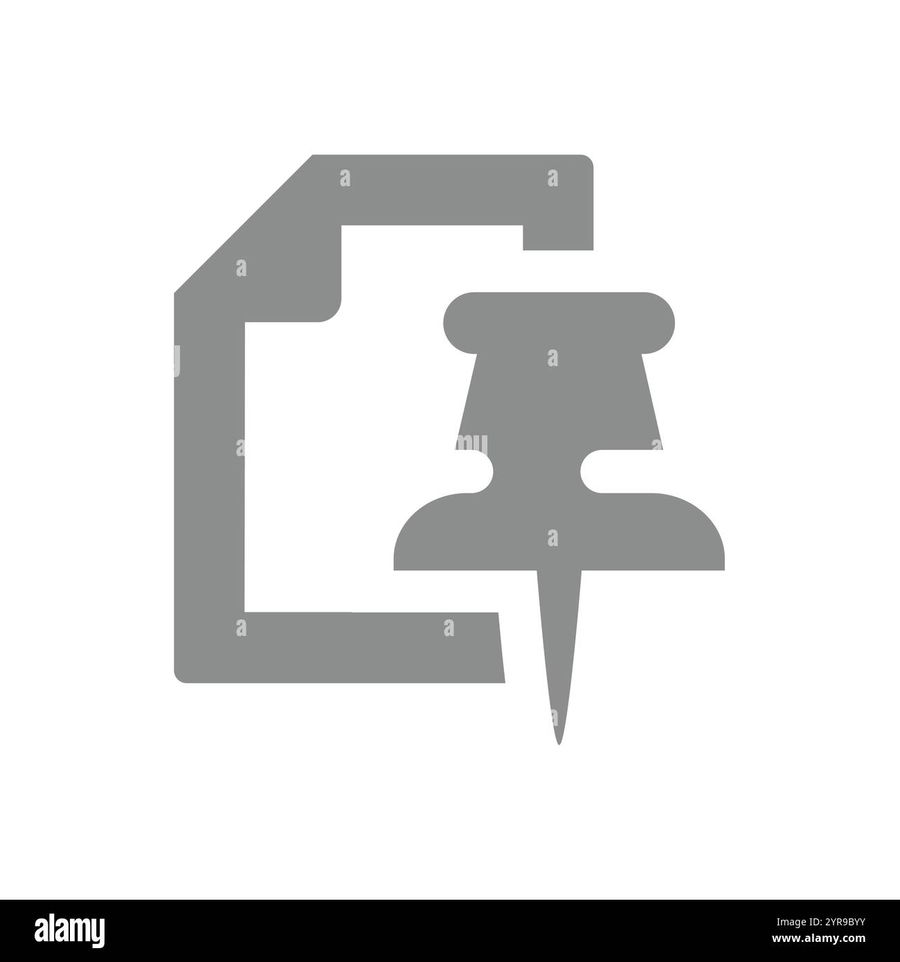 Pin di spinta e file del computer allegati. Icona del vettore del documento e della miniatura. Illustrazione Vettoriale