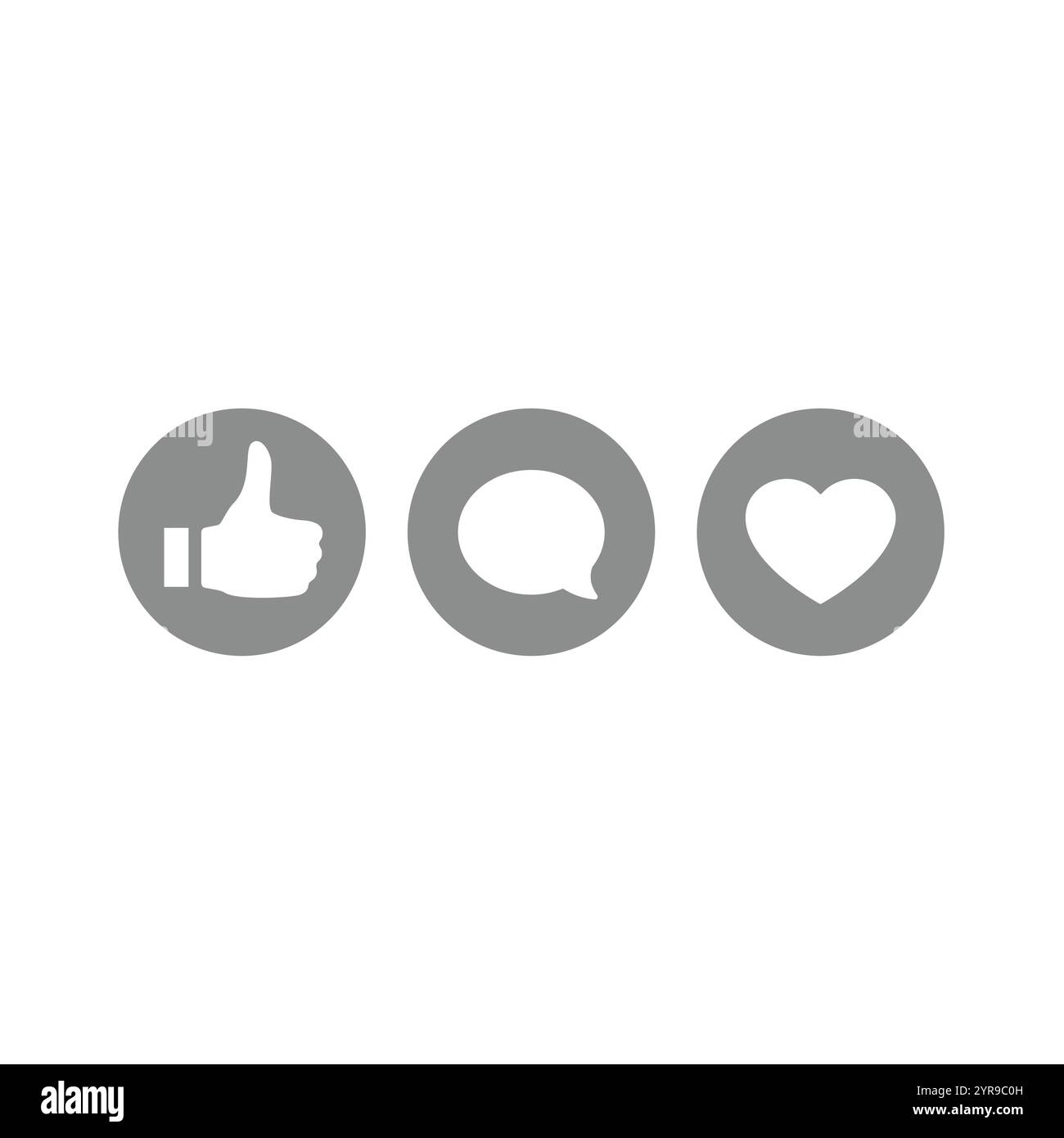 Set di icone vettore pulsante mi piace e amore. Icone dei social media e dei messaggi. Illustrazione Vettoriale