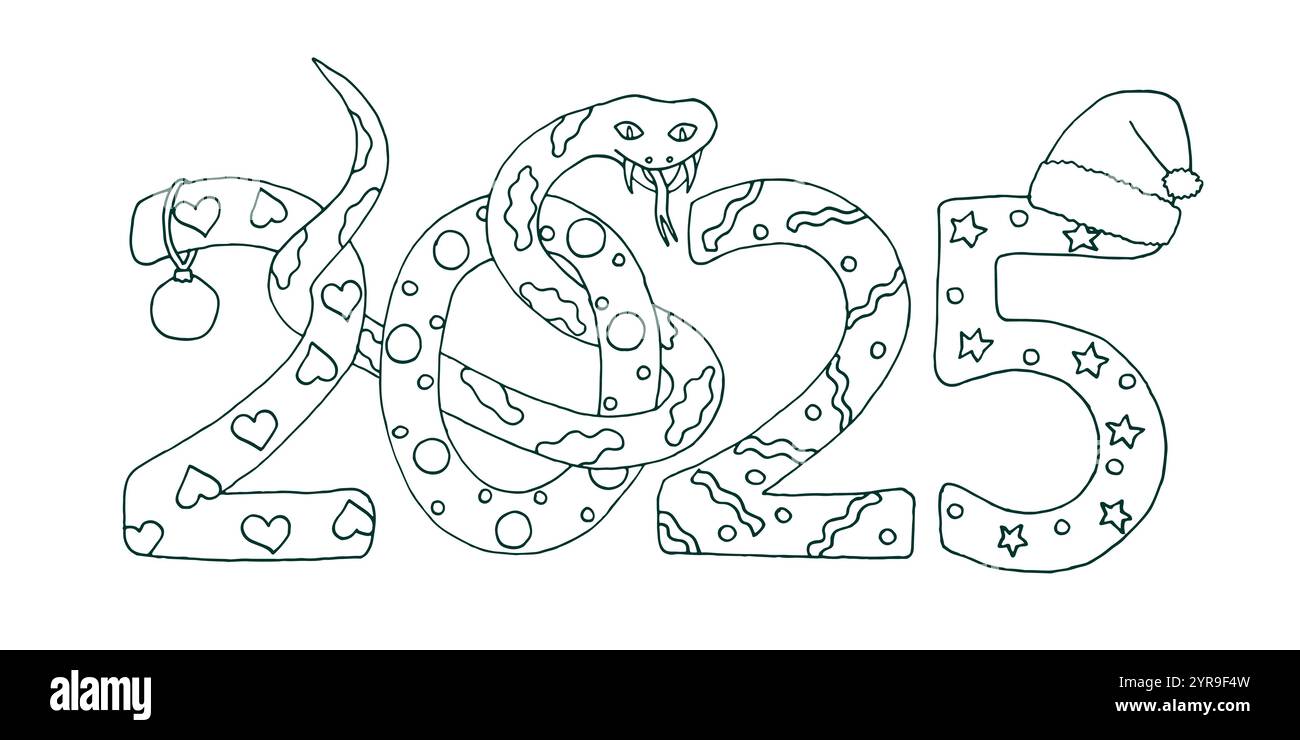 Felice anno nuovo cinese 2025. Banner anno di serpente festivo con numero. Illustrazione Vettoriale