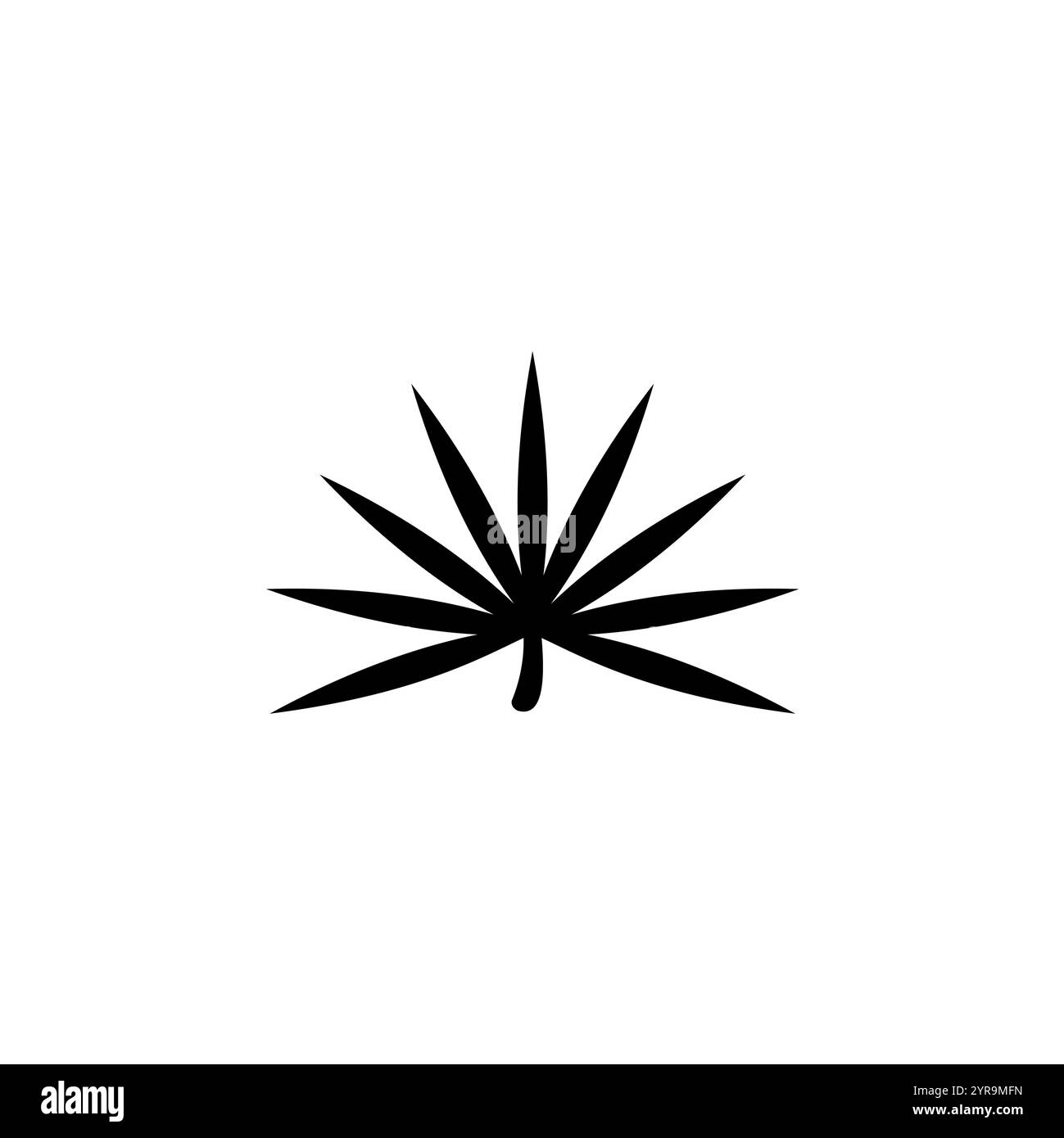 Foglia di marijuana Cannabis, icona del vettore piatto solido di piante stupefacenti isolata su sfondo bianco. Illustrazione Vettoriale