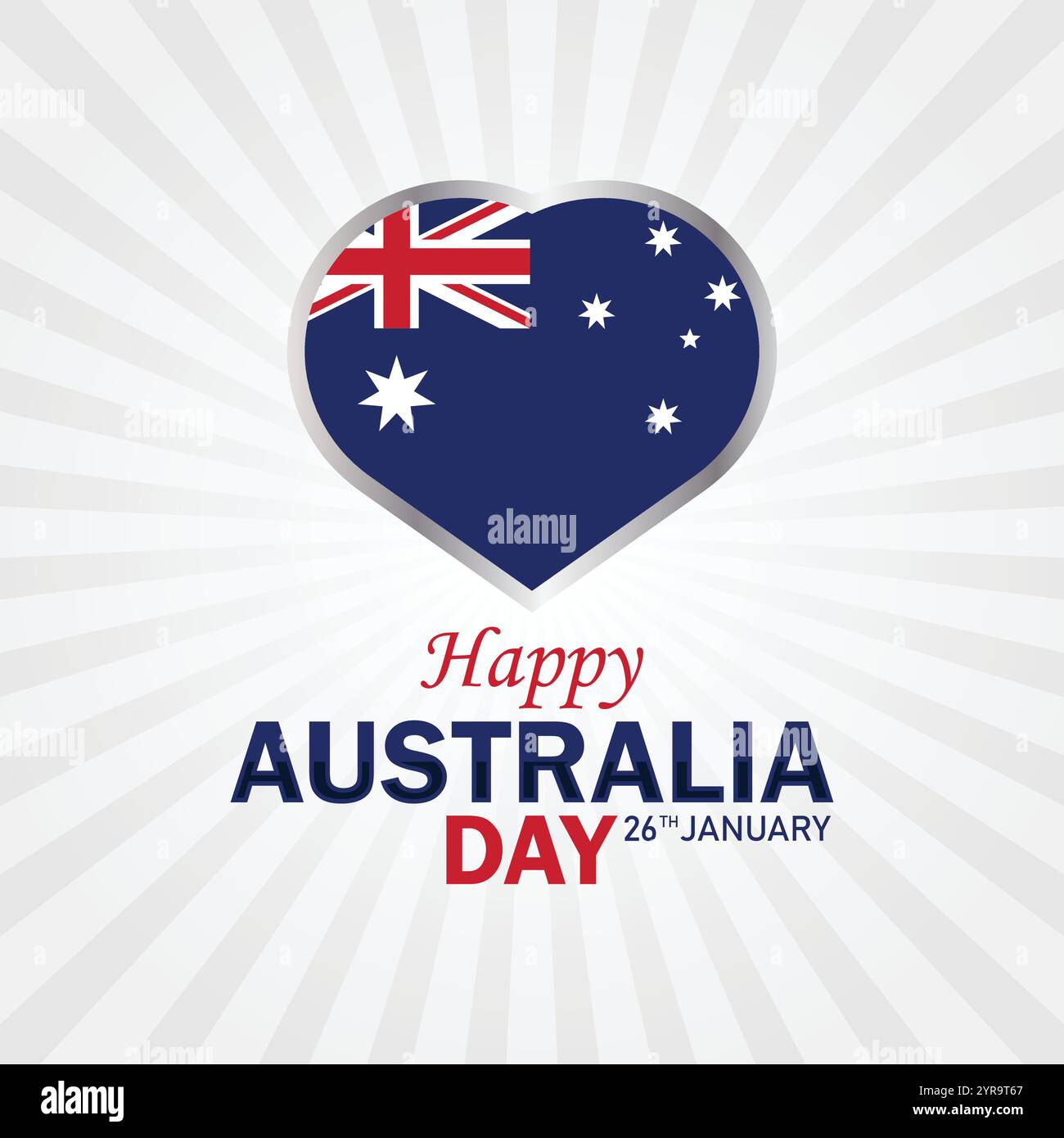 Illustrazione del vettore happy Australia Day. 26 gennaio. Concetto di vacanza. Modello per sfondo, banner, scheda, poster con iscrizione di testo. Illustrazione Vettoriale
