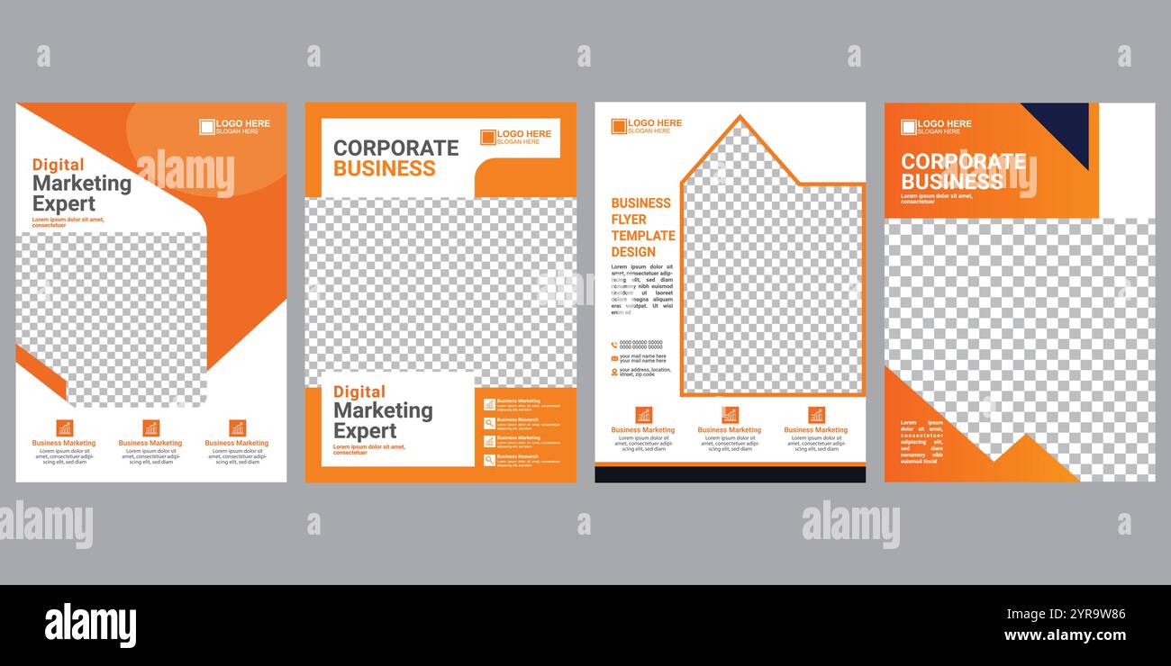 Design di volantini di marketing digitale, modello di poster aziendale, sfondo di volantini aziendali Illustrazione Vettoriale