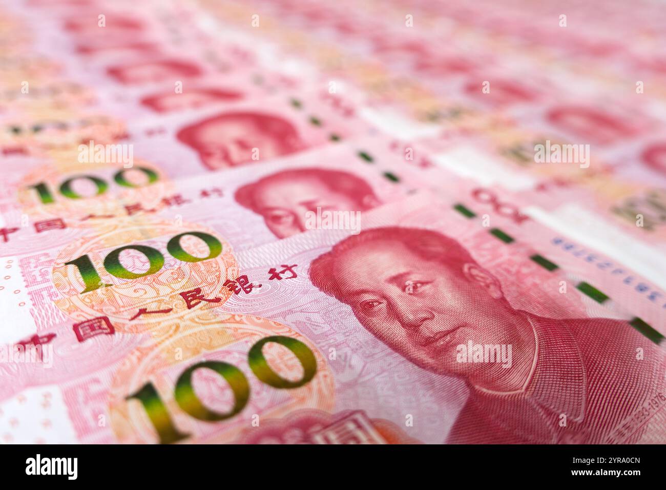 Banconote cartacee dello yuan cinese , affari e finanza. Contesto dello yuan cinese. stampare denaro Foto Stock