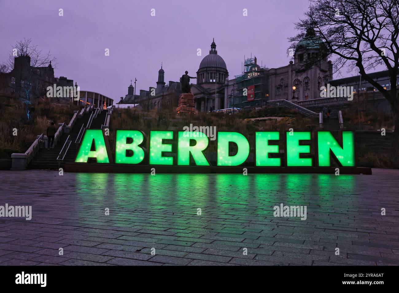 Insegna di Aberdeen a Union Terrace Gardens Aberdeen Scozia novembre 2024 Foto Stock