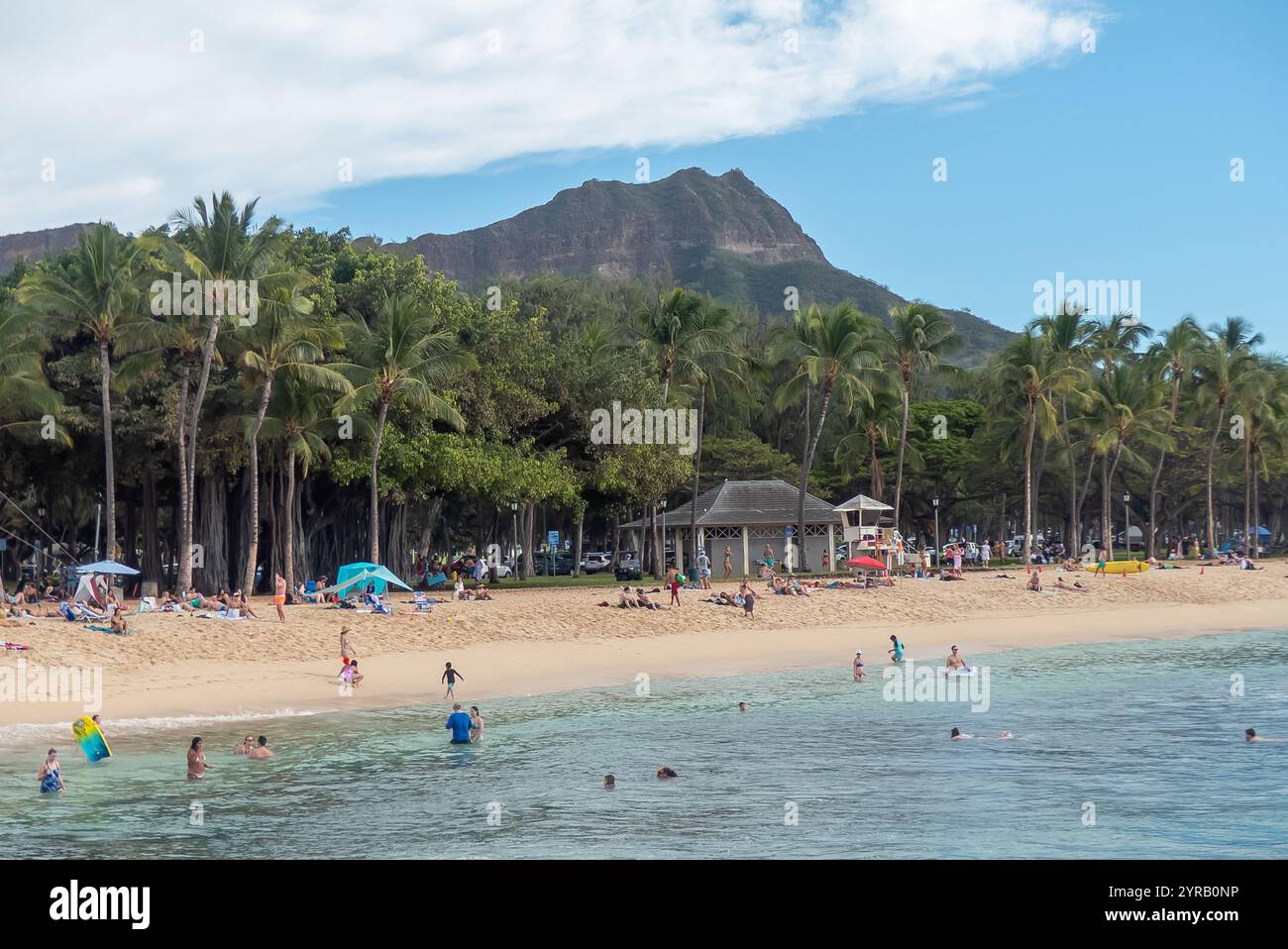 Waikiki Beach di Honolulu Foto Stock