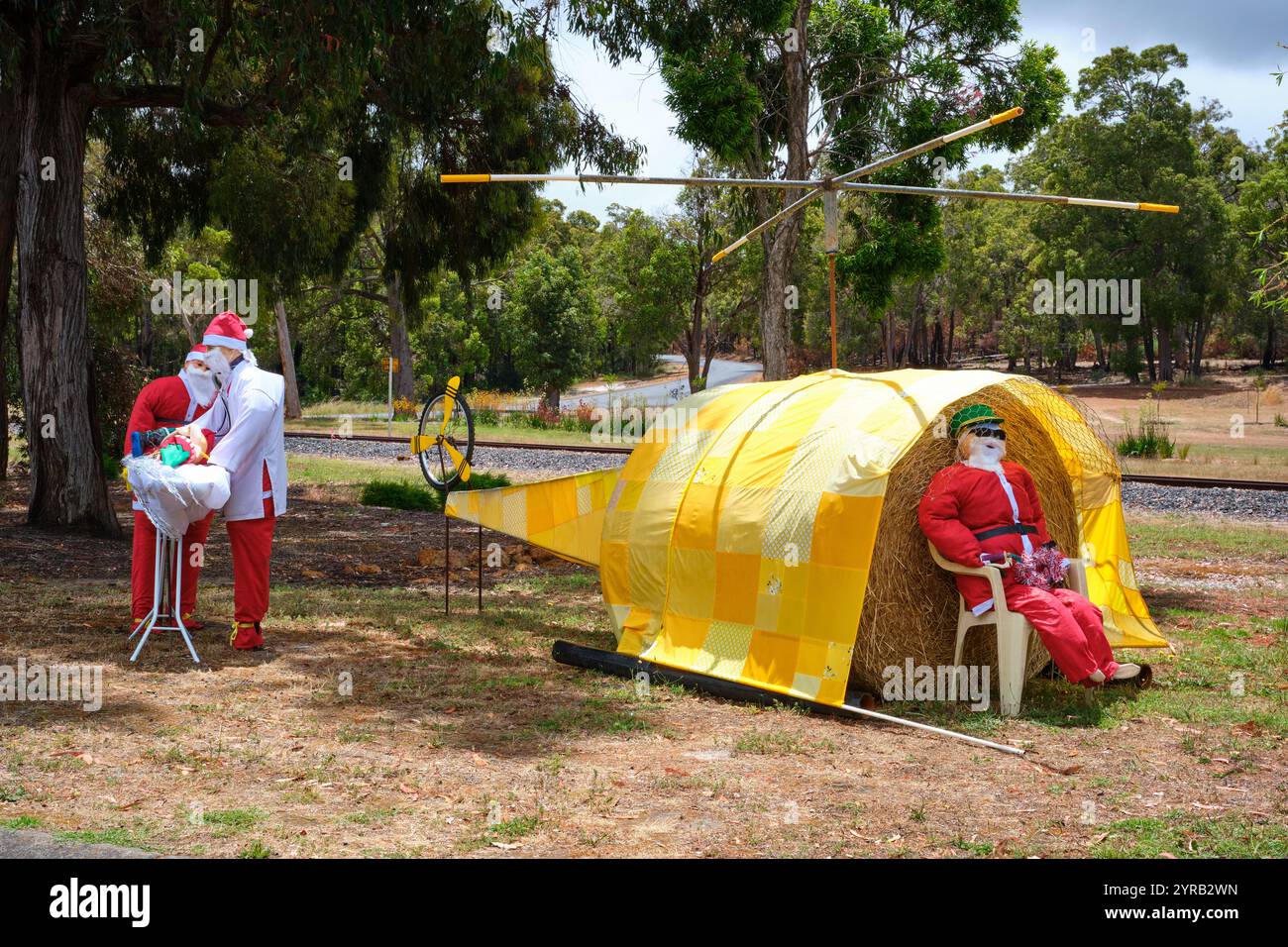 Il Kirup Santa Hospital, una divertente mostra natalizia allestita nella città di campagna di Kirup, nel sud-ovest dell'Australia occidentale. Foto Stock