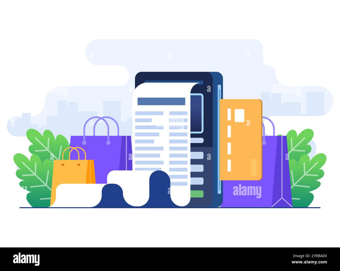 Concetto di pagamento NFC modello vettoriale con illustrazione piatta, terminale POS conferma il pagamento tramite carta di debito, fattura, concetto di acquisto, macchina di pagamento, CR Illustrazione Vettoriale Concetto di pagamento NFC modello vettoriale con illustrazione piatta, terminale POS conferma il pagamento tramite carta di debito, fattura, concetto di acquisto, macchina di pagamento, CR Illustrazione Vettoriale