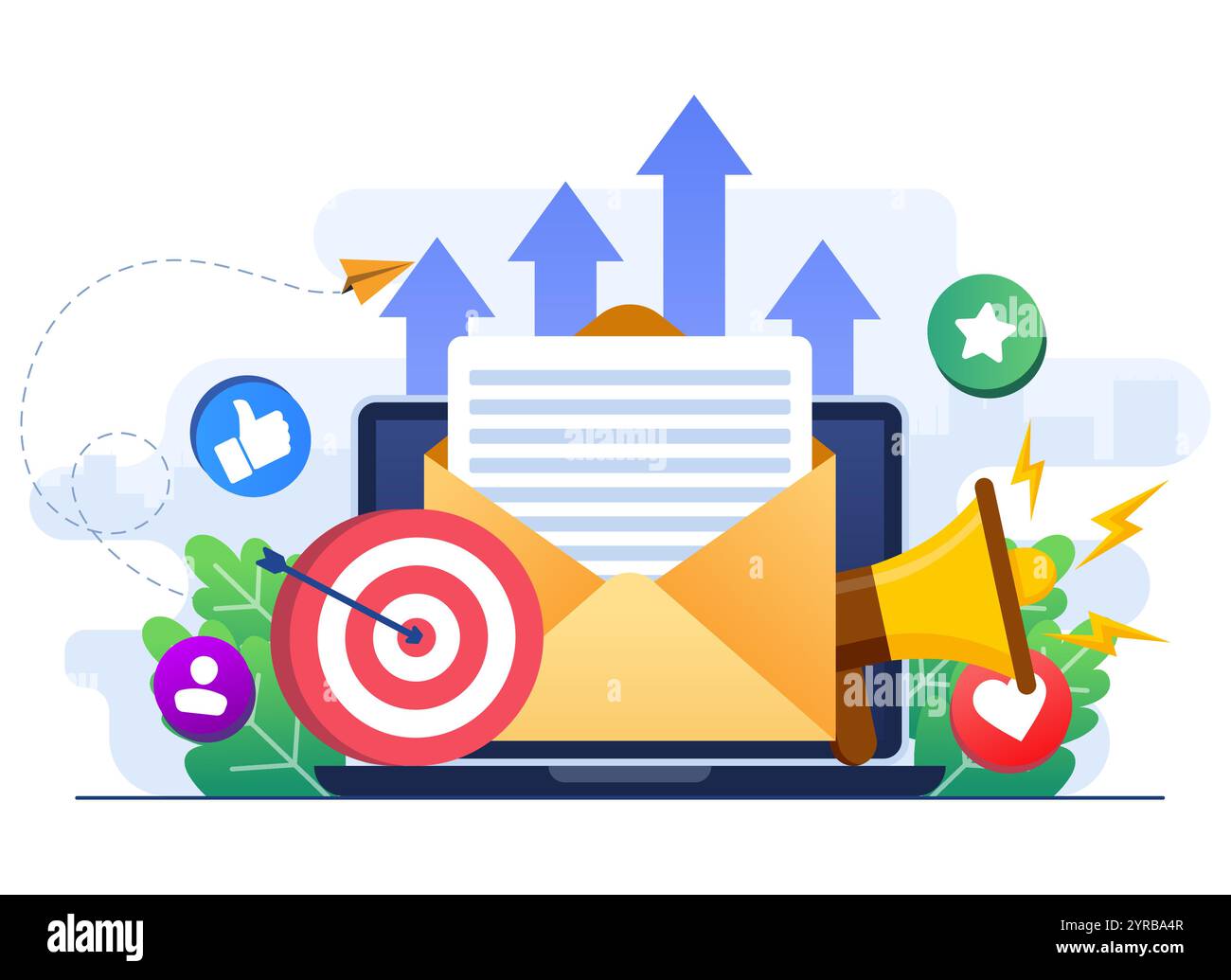 E-mail marketing illustrazione piatta concetto vettoriale, strategia aziendale online, pubblicità, e-mail newsletter, messaggistica, concetto di materiale di marketing per l Illustrazione Vettoriale E-mail marketing illustrazione piatta concetto vettoriale, strategia aziendale online, pubblicità, e-mail newsletter, messaggistica, concetto di materiale di marketing per l Illustrazione Vettoriale
