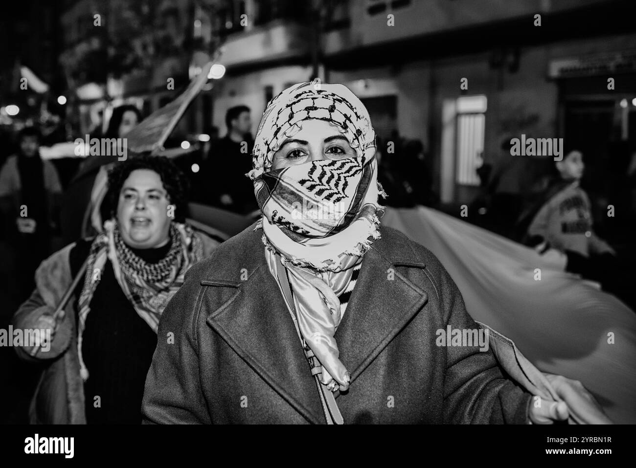 Logrono, la Rioja, Spagna.30 novembre, 2024. Dimostrazione di RESCOP, rete di solidarietà contro l'occupazione della Palestina, nelle strade di Logrono Foto Stock