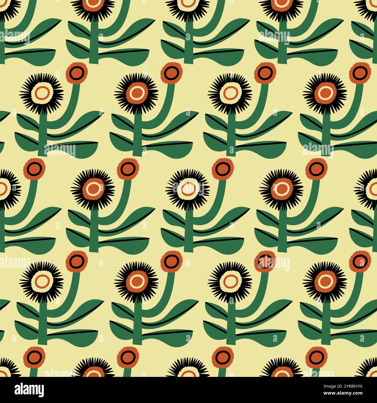 Pattern vettoriale senza cuciture con piante astratte. Grafica di stile moderno. Illustrazione Vettoriale