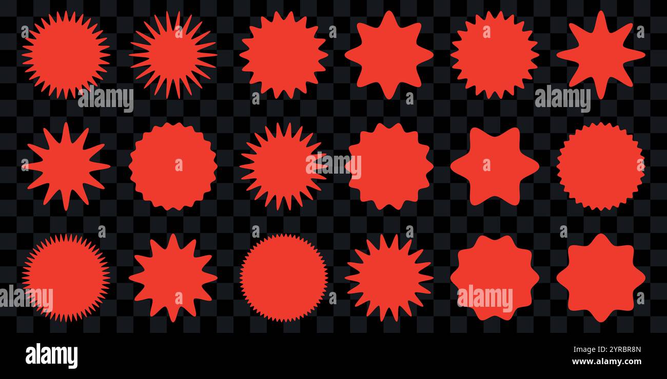 Set di forme piatte e semplici a stella. Illustrazione Vettoriale