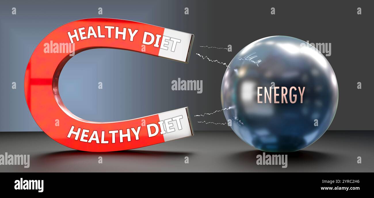 Dieta sana che attrae energia. Potere di una dieta sana Foto Stock