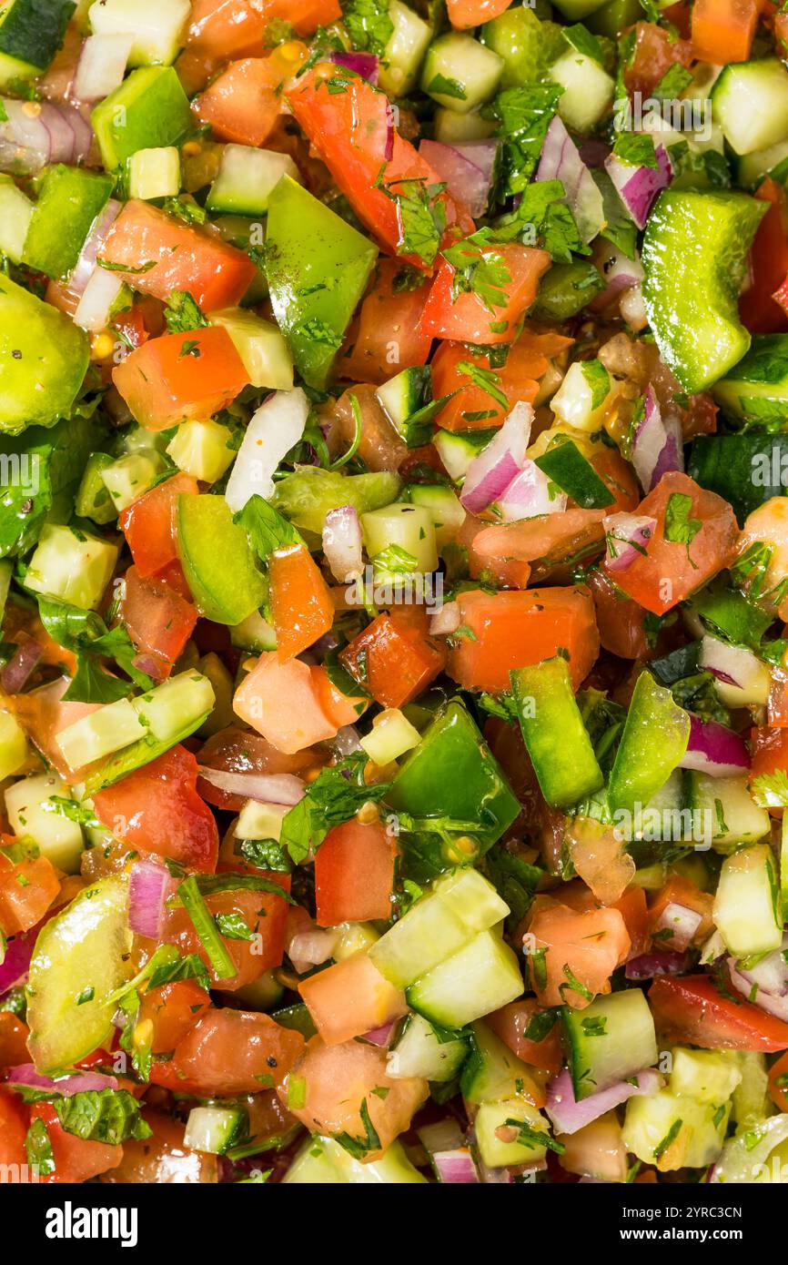 Insalata di Shiraz persiana fatta in casa con pomodoro cetriolo e cipolla Foto Stock