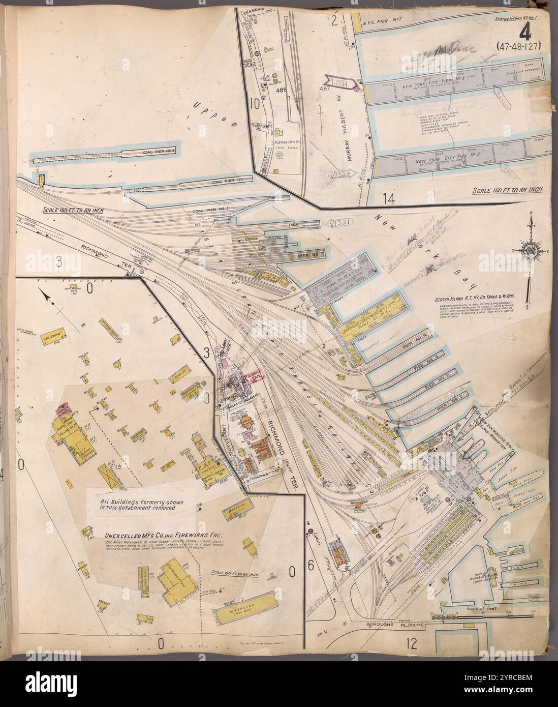 Staten Island, V. 1, targa n. 4 [Mappa delimitata da New York Bay, Borough PL., Richmond ter.] 1917 Foto Stock