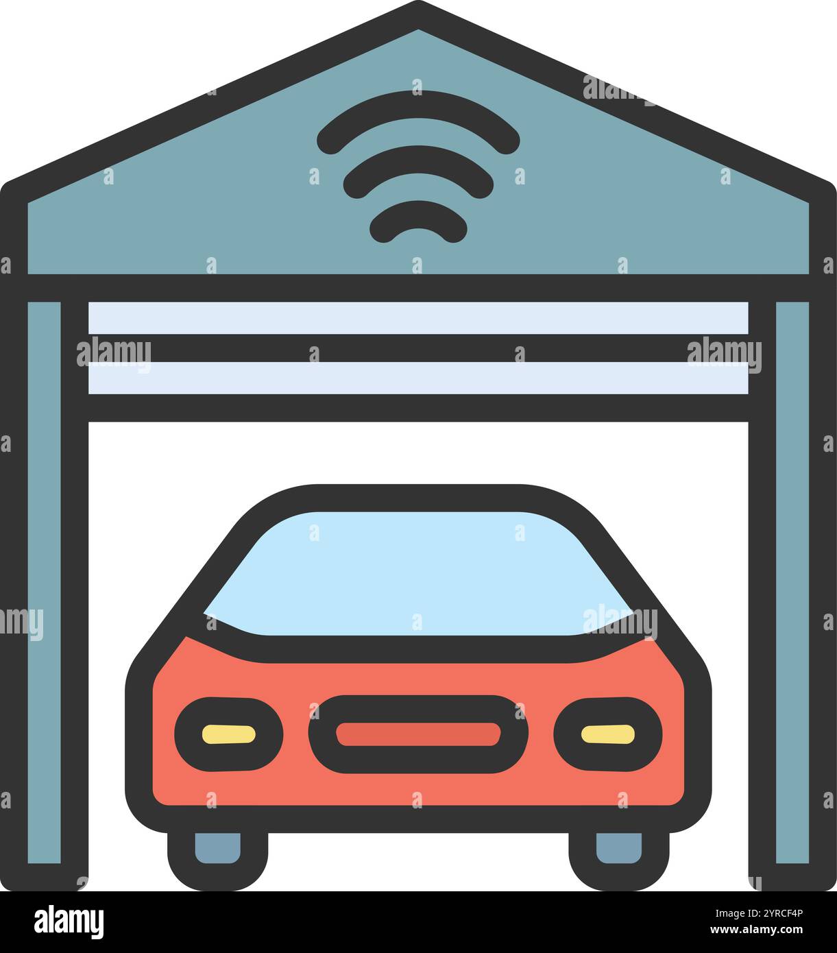 Immagine vettoriale dell'icona Smart Garage. Adatto per applicazioni mobili applicazioni Web e supporti di stampa. Illustrazione Vettoriale