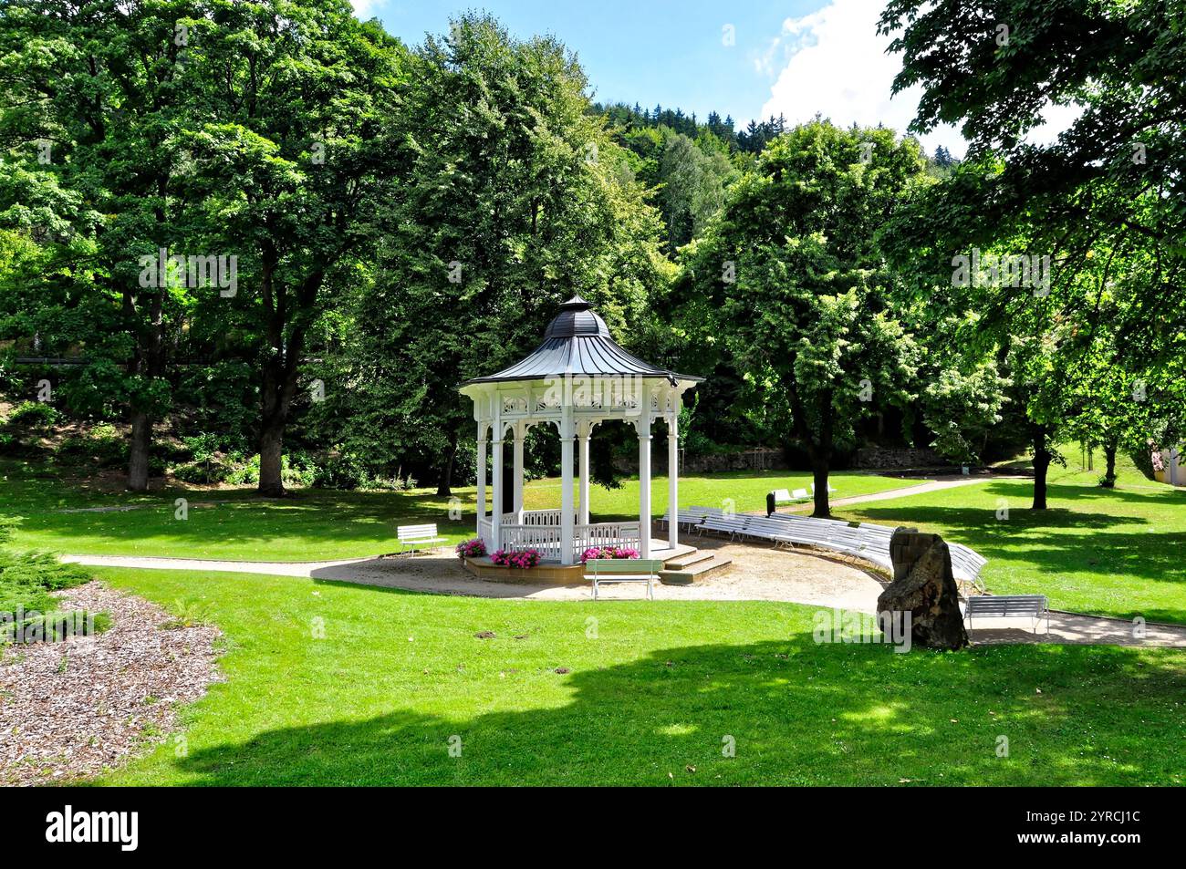 Jáchymov lázeňské město è una città termale di těžba uranu / Jáchymov e l'estrazione dell'uranio Foto Stock