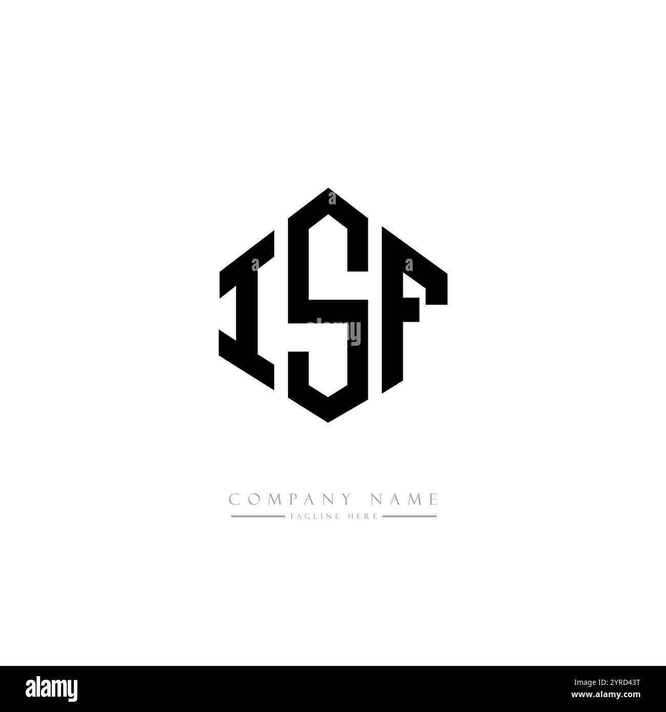 Logo ISF Letter con forma poligonale. Design con logo a forma di cubo e poligono ISF. Modello per logo vettoriale esagonale ISF, colori bianco e nero. ISF monogr Illustrazione Vettoriale
