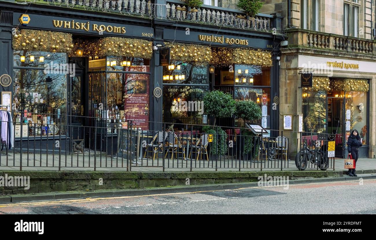 Whiski Rooms è un pluripremiato ristorante e bar scozzese nel cuore della città, Edimburgo, Scozia, Regno Unito Foto Stock