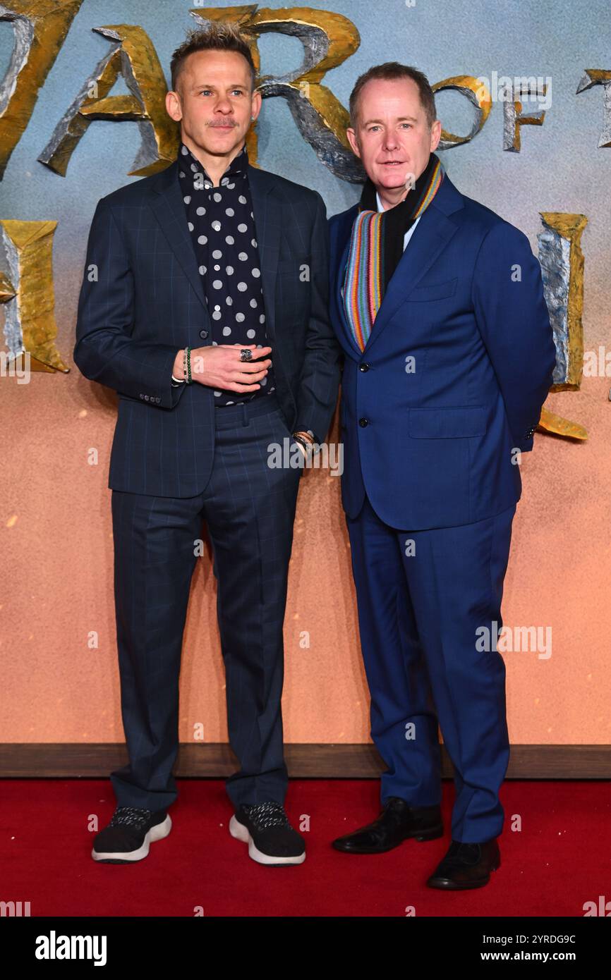 Londra, Regno Unito. 3 dicembre 2024. Dominic Monaghan e Billy Boydpresenziano alla prima mondiale de il Signore degli anelli: La guerra del Rohirrim all'Odeon Luxe in Leicester Square, Londra. Il credito fotografico dovrebbe essere: Matt Crossick/Empics/Alamy Live News Foto Stock