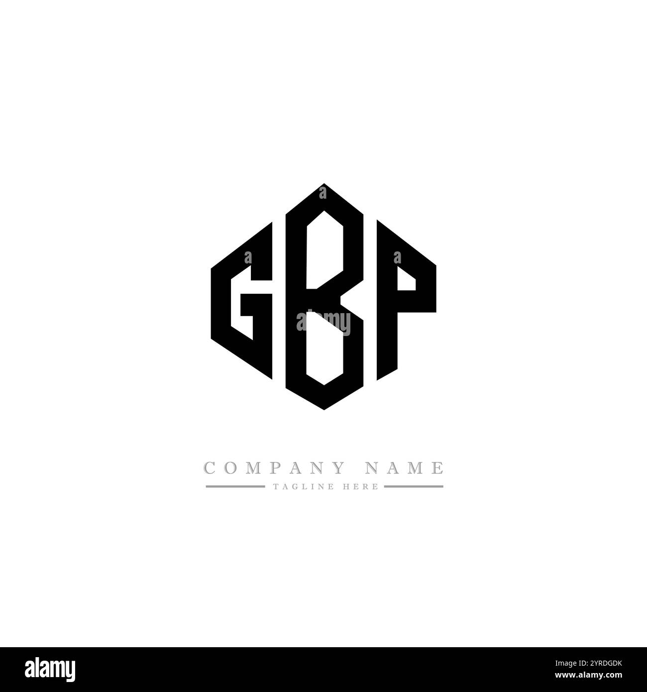 Logo lettera GBP con forma poligonale. Design con logo a forma di cubo e poligono GBP. Modello per logo vettoriale esagonale GBP, colori bianco e nero. GBP monogr Illustrazione Vettoriale