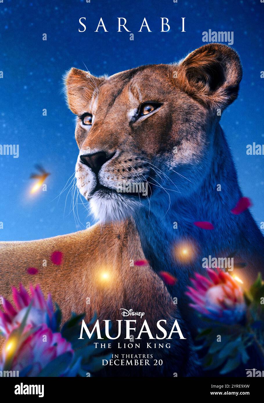 Mufasa: Il re leone (2024) diretto da Barry Jenkins e interpretato da Tiffany Boone nel ruolo di Sarabi. Una potente leonessa la cui forza e saggezza plasmano il futuro delle Terre del Pride. SOLO PER USO EDITORIALE PER poster di caratteri USA. Crediti: BFA / Walt Disney Pictures Foto Stock