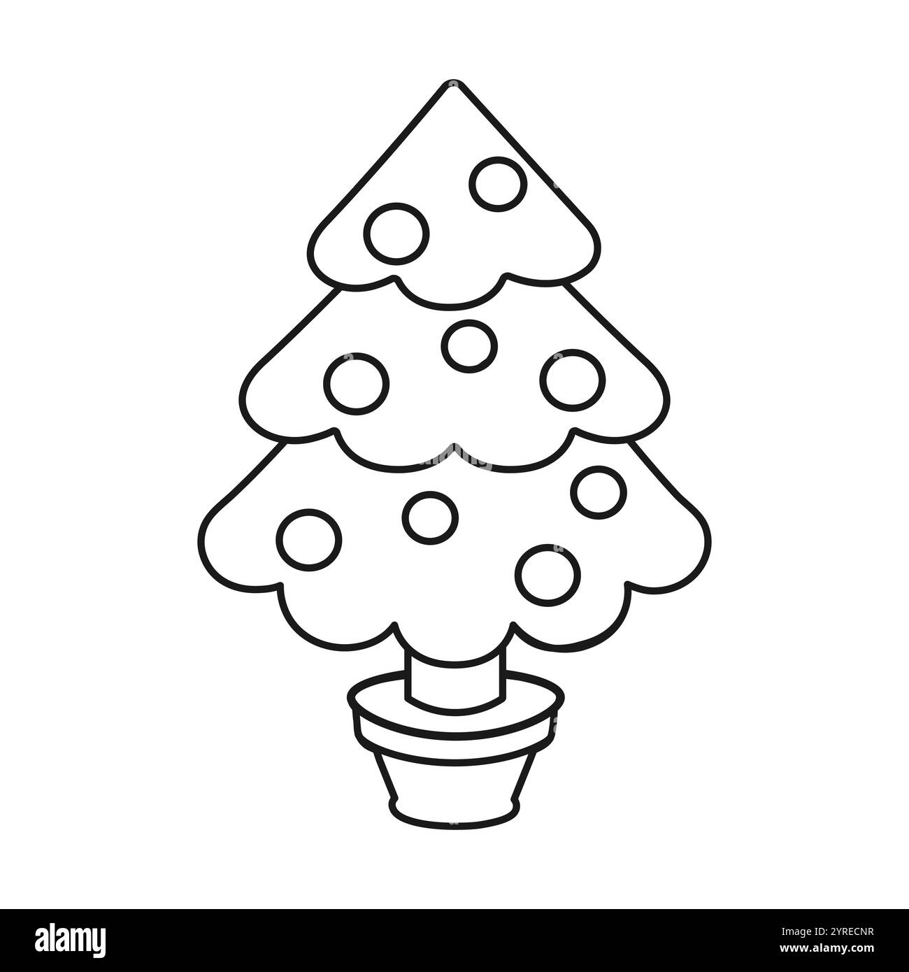 Albero di Natale. Pagina da colorare. Illustrazione vettoriale. Illustrazione Vettoriale