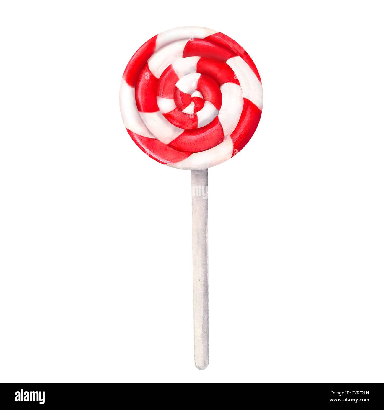 Christmas Candy Art: Un luminoso design con canna da zucchero acquerello con iconiche strisce rosse e bianche, adatto per inviti di Capodanno, confezioni per le feste, e Foto Stock