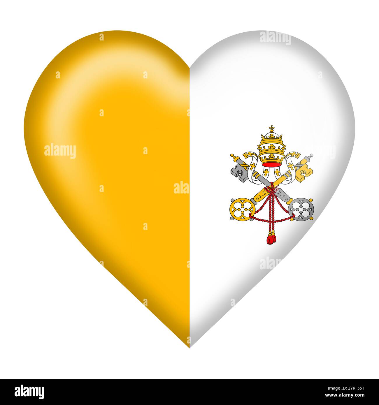 Tasto cuore bandiera città del Vaticano con percorso di ritaglio Foto Stock