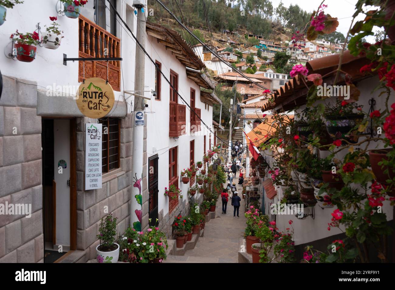 Cusco è una città storica situata in Perù che un tempo era la capitale dell'Impero Inca. Con le sue strade acciottolate e l'architettura coloniale, Cusco i. Foto Stock