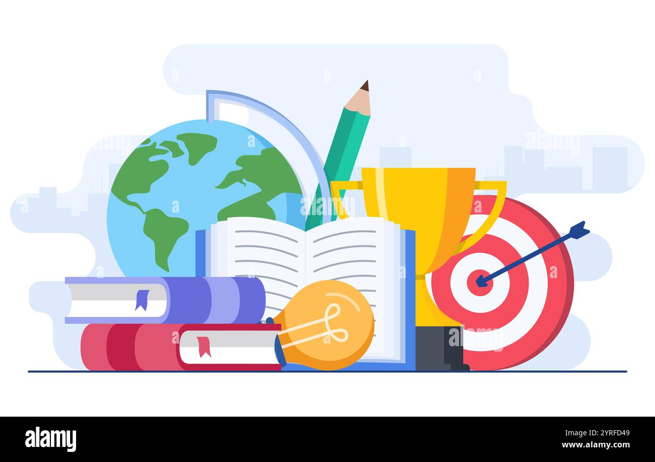 Modello vettoriale di illustrazione piatta per landing page, banner Web, infografica, interfaccia utente, app mobili, social media Illustrazione Vettoriale