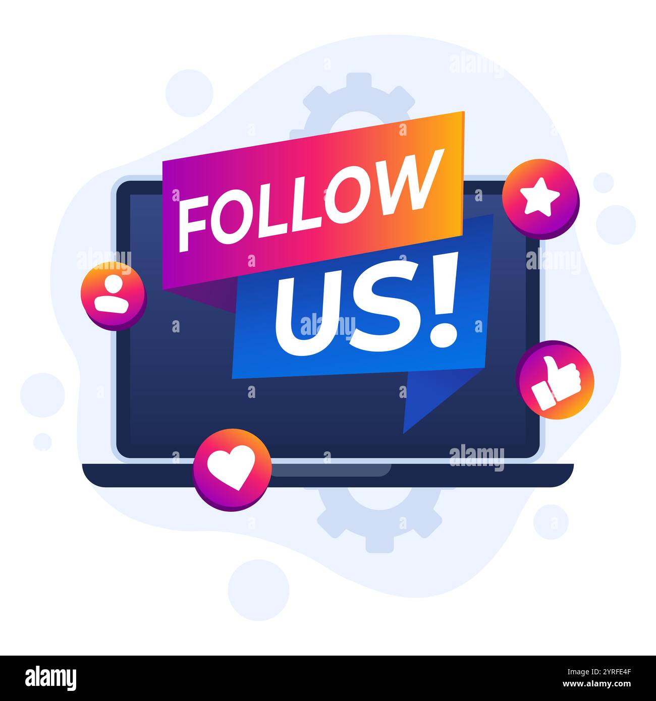 Modello vettoriale per illustrazioni piatte, megafono su laptop, pubblicità su Internet, Marketing, concetto di promozione sui social media per Web ba Illustrazione Vettoriale
