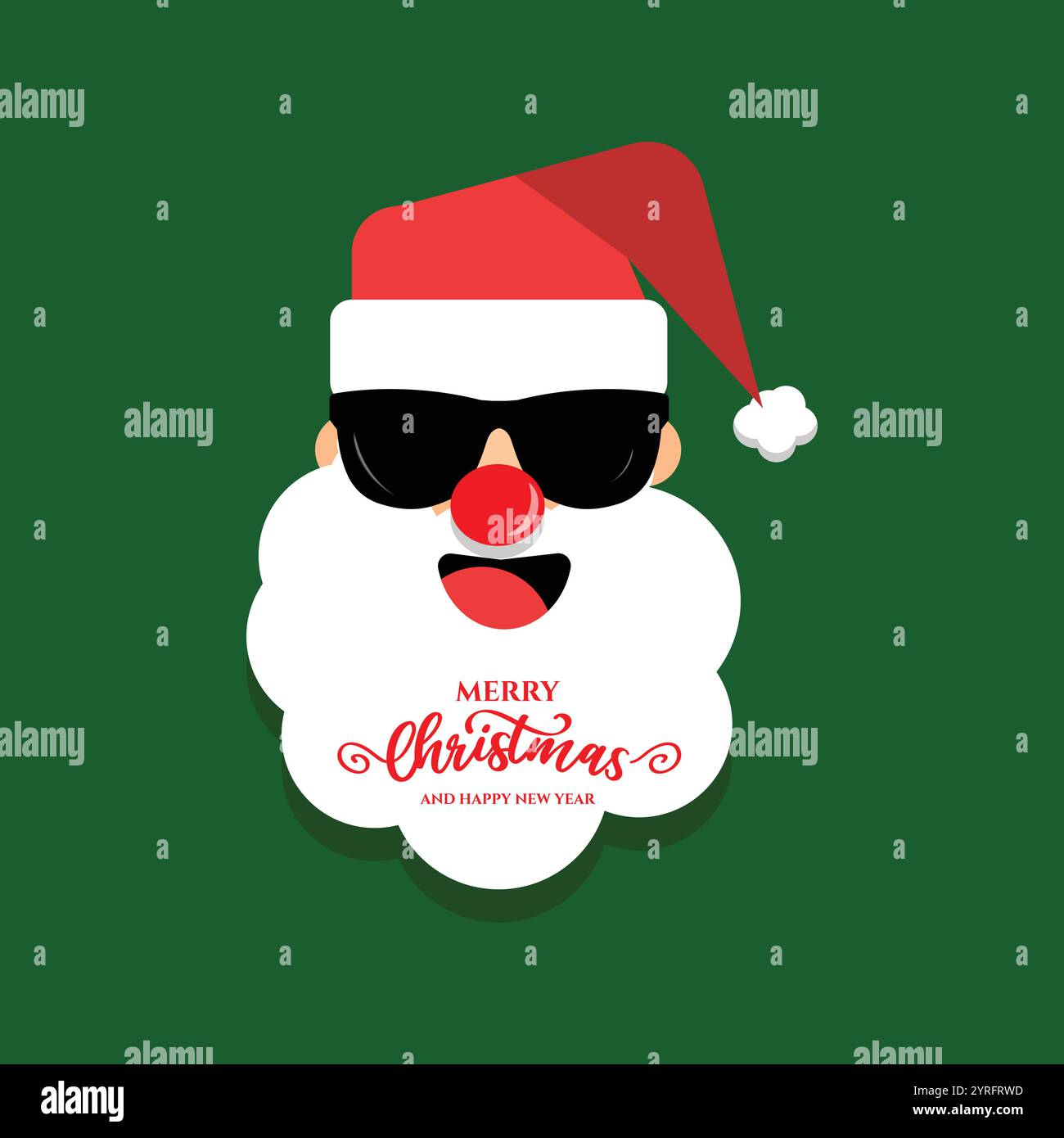 Ritratto di Babbo Natale con occhiali neri Illustrazione Vettoriale