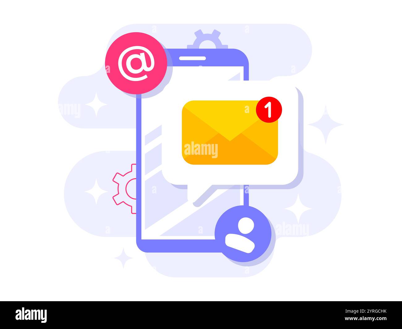 E-mail marketing illustrazione piatta concetto vettoriale, strategia aziendale online, pubblicità, e-mail newsletter, messaggistica, concetto di materiale di marketing per l Illustrazione Vettoriale